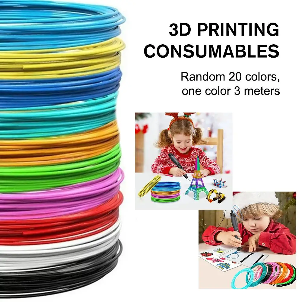 Colored PLA Filament for 25M 30M 36M 45M 50M 96M 100M 150M 200M Smoke-free Safe Plastic Refill for 3D Children's Printing Pen