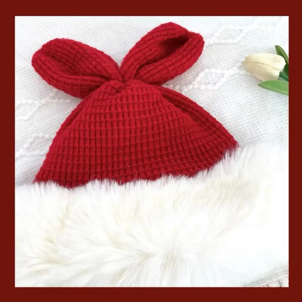 New Cute Bunny Ears Winter Hat Red Bow Thickened Plush Hats Keep Warm Christmas Gift Ear Protection