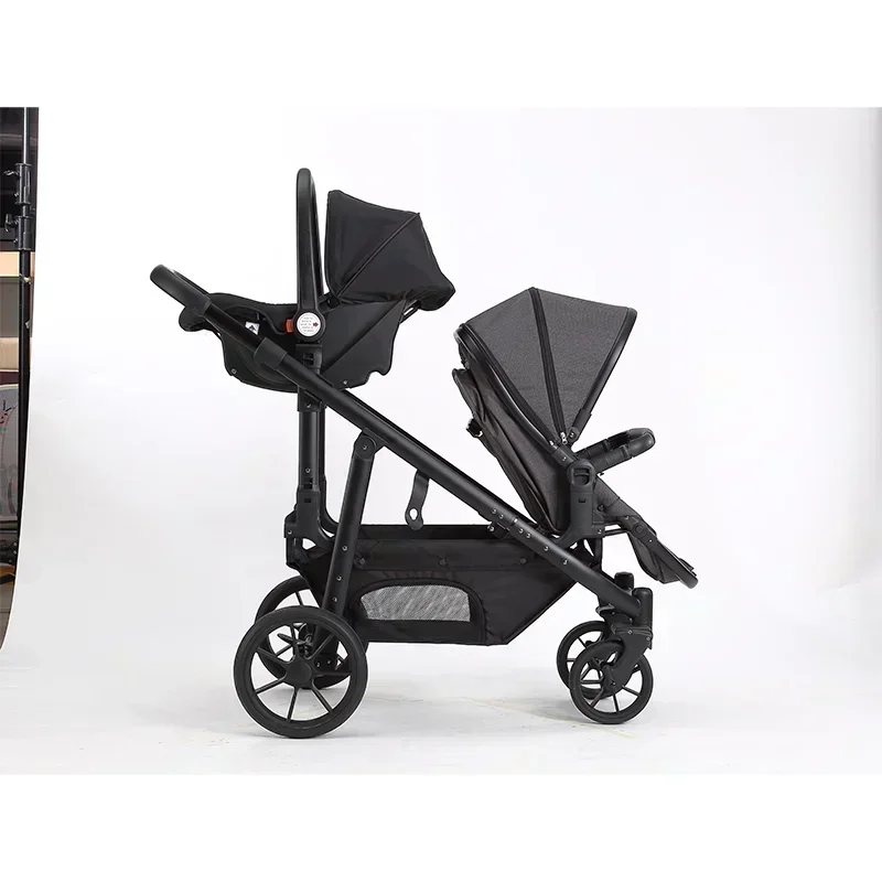 European Twin Stroller Foldable 3-In-1 Pram Car Infant Cart Double Pushchair EVA Alloy Newborn Toddler