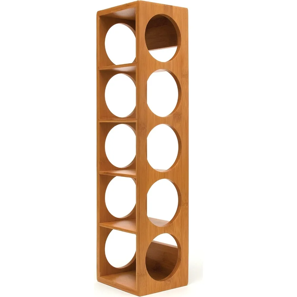 

Stackable Bamboo 5-Bottle Wine Rack by Lipper International, Dimensions 20.75 x 5.375 x 4.75 Inches