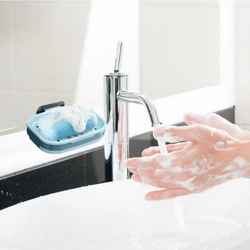 Bathroom Soap Holder Wall Mount Wall Mounted Draining Soap Saver For Bathroom Tile Soap Dish Soap Self-Adhesive Bathroom