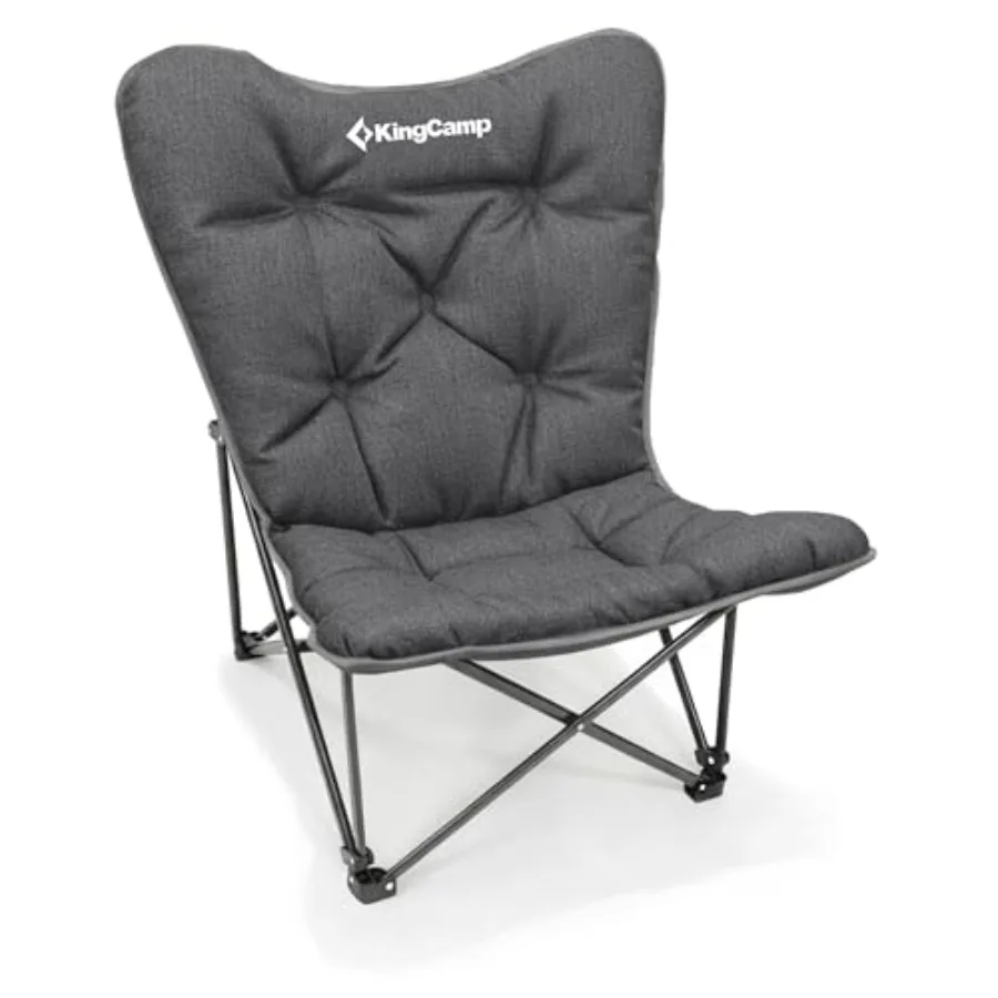 

Outdoor patio camping chair: oversized XL heavy-duty butterfly chair with padded high back, black fabric, supports 300lbs, idea