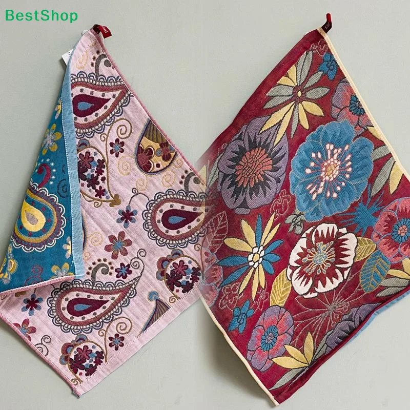 ♩Bohemian Paisley & Floral Jacquard Towels, Reversible Cotton Hand Towels for Bathroom & Kitchen