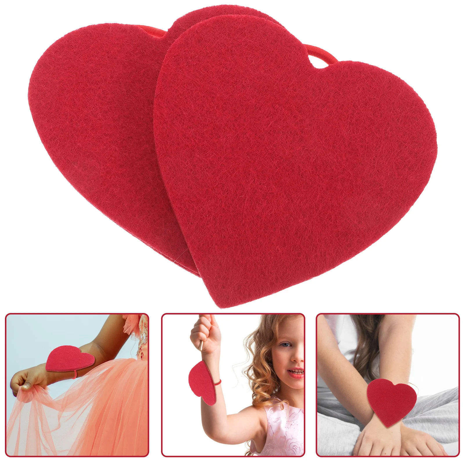 

2Pcs Heart-Shaped Felt Bracelets Valentine Party Wristbands Children's Performance Cute Decoration Accessory