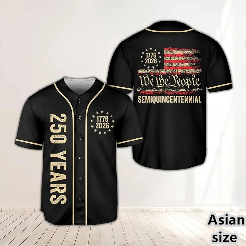 USA 250th Anniversary Baseball Jersey For Men Personalized Name Shirt 1776 -2026 American 250 Years Patriotic Sport Shirts Gifts