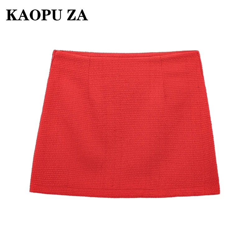 KAOPU ZA 2025 Autumn Wear Woman's Casual Bottoms Mini Skirt Streetwear Spring Lady Short High Waist Ruffles Regular Fit Pockets