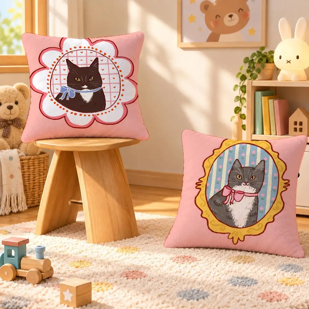 Meme Mirror Cat Funny Viral Aesthetic Cushion Cover Personalized Decorative Living Room Home Sofa Bedroom Office Car Decor