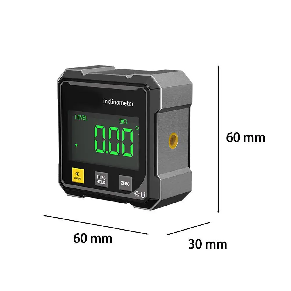 4面磁気デジタル角度計、レーザー電子分度器、水平計、傾斜計、角度定規、傾斜測定機能付き