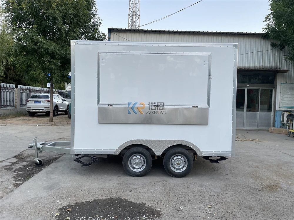 Chariot de restauration rapide mobile, cuisine, rue, remorques alimentaires, vente de collations, kiosque extérieur, 3m de long