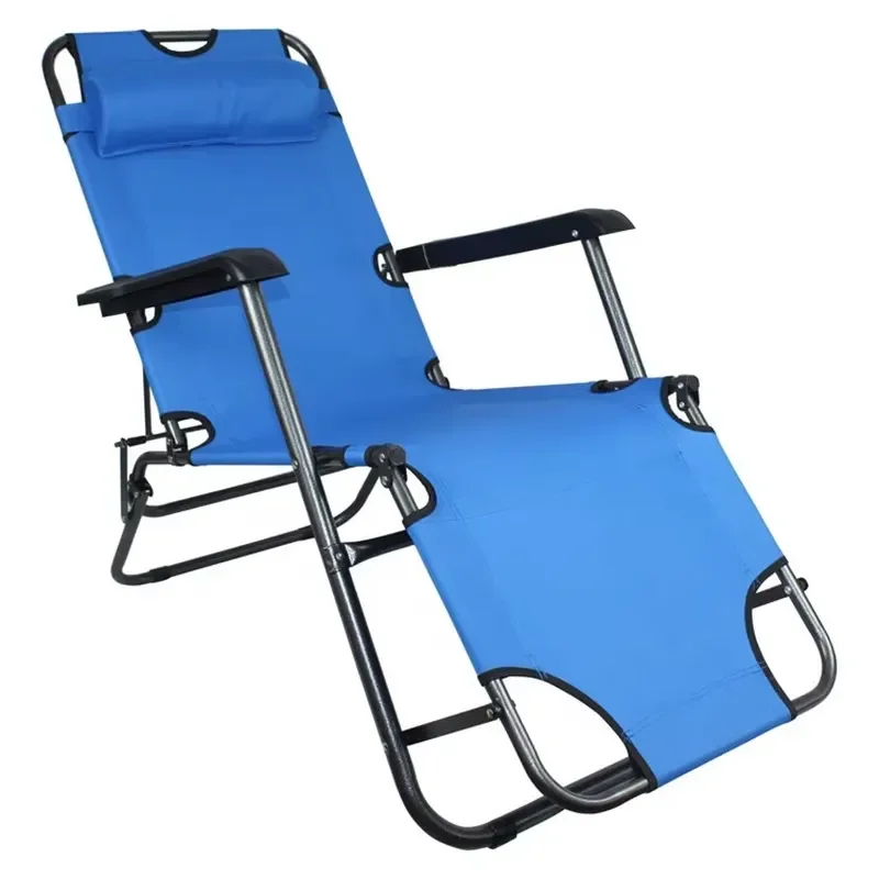 for Outdoor Camping Beach Chair Foldable Sun Lounger Beach Bed Comfortable Adjustable Garden Picnic Lounge Chair with Pillow