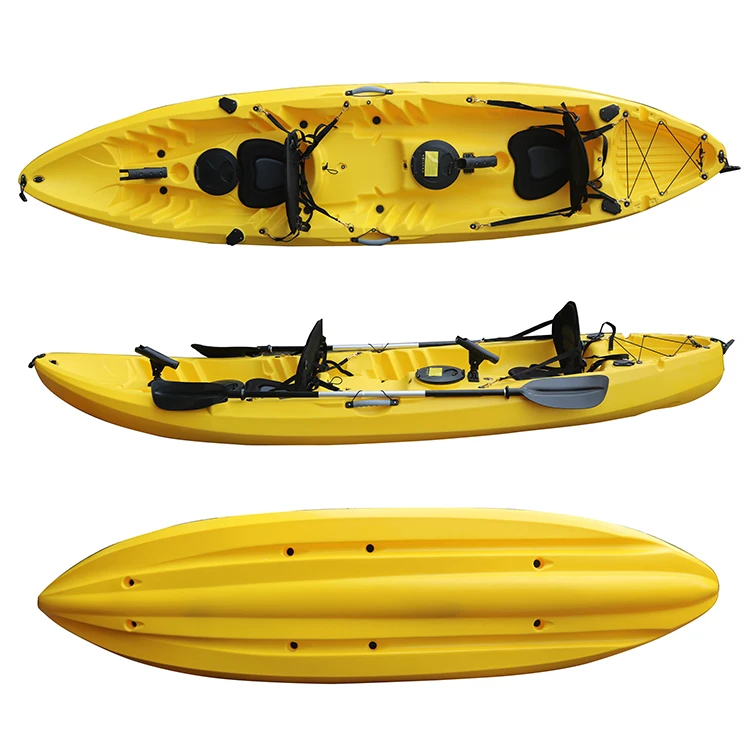Angler Tandem Kayak 12 Feet 2 Adult Sit On Top Fishing Kayak High Stability Hard Shell Kayak With Storage Hatch For Lake Fishing