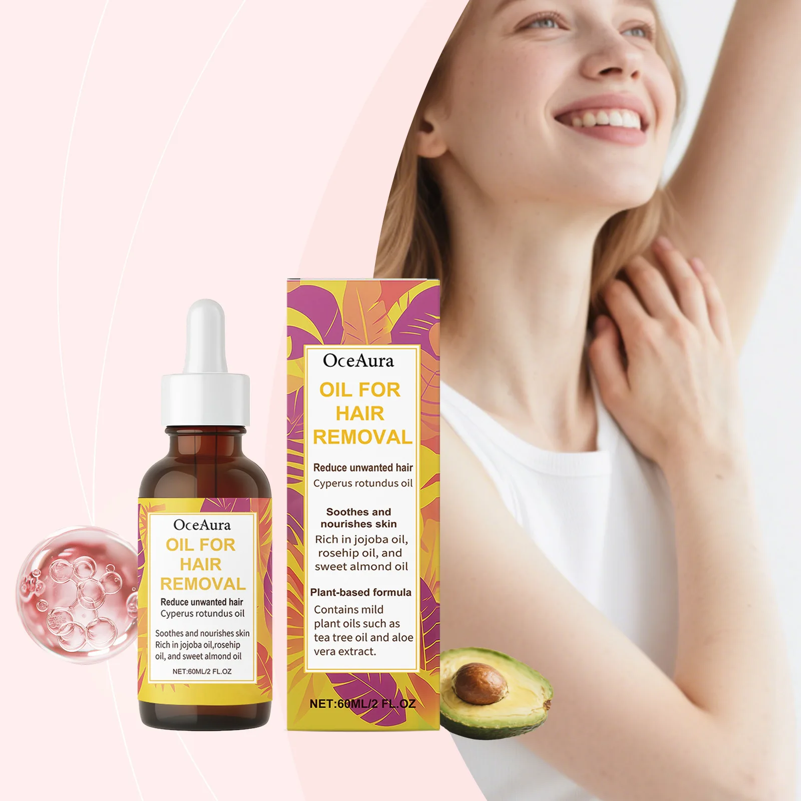 Hair Removal Oil Hair Growth Inhibitor Soft Smooth Skin Soothing Redness Nourishing Deep Hydration Gentle Depilatory Skin Care