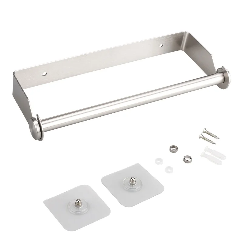 

Paper towel holder 304 kitchen roll paper holder free punch rack wall hanging bathroom towel rack