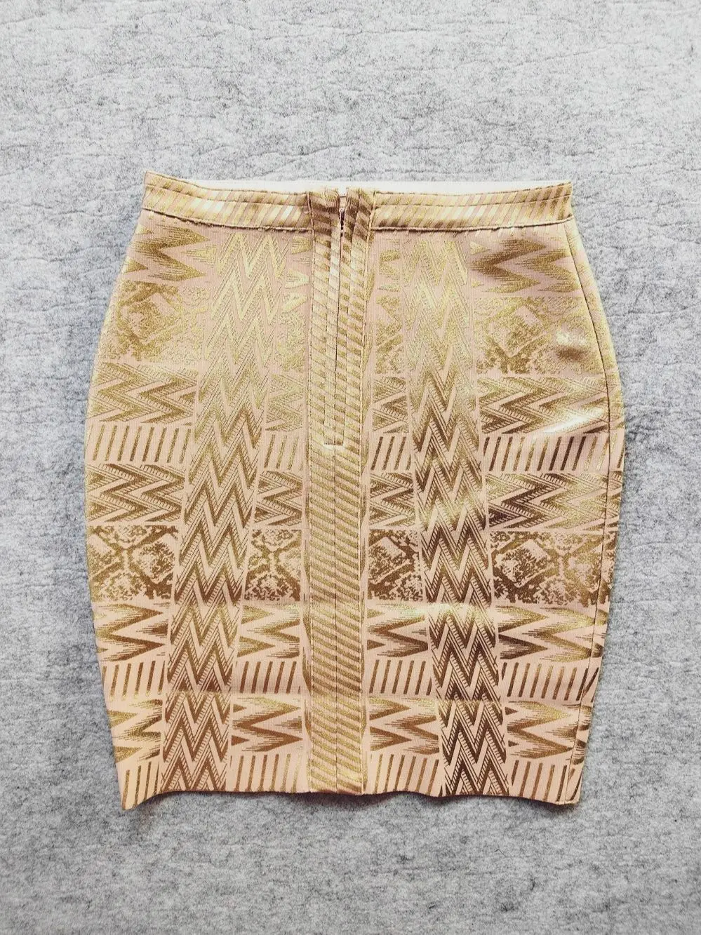 Rok Pensil Kantor Pinggang Tinggi Berkualitas Rok Mini Metalik Emas Rok Pesta Klub Maxi Bodycon Perban Maxi Cetak