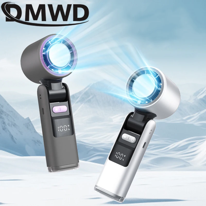 DMWD Mini Handheld Electric Fan USB Rechargeable Fans Strong Wind 100 Gear Wind Speed Turbo Portable Outdoor Mini Fan