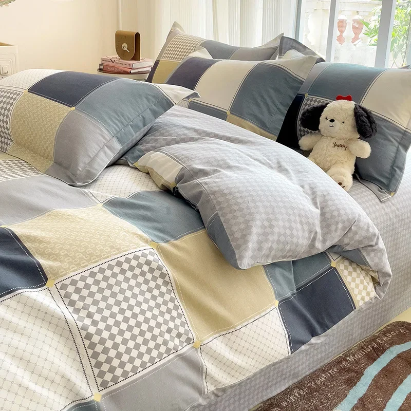 

2026 Hot Japanese Style 100% Cotton Bedding Set Printed Four Piece Set Pure Cotton Bed Sheet Set Duvet Cover Queen King Size