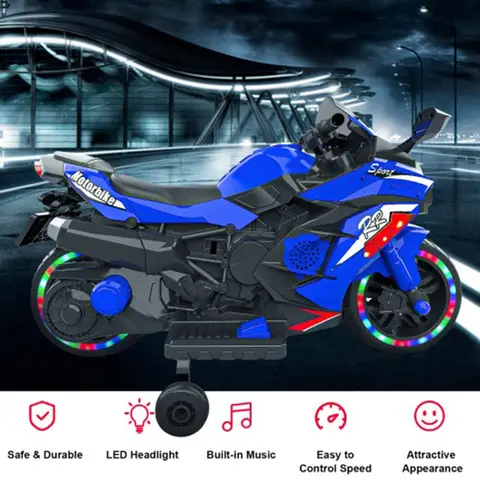 Elmotorcykel för barn Barnmotorcykel med åkning 12V elektrisk dirtbike med stödhjul Handracing fotbroms 6 best sales elektrisk moto - №5