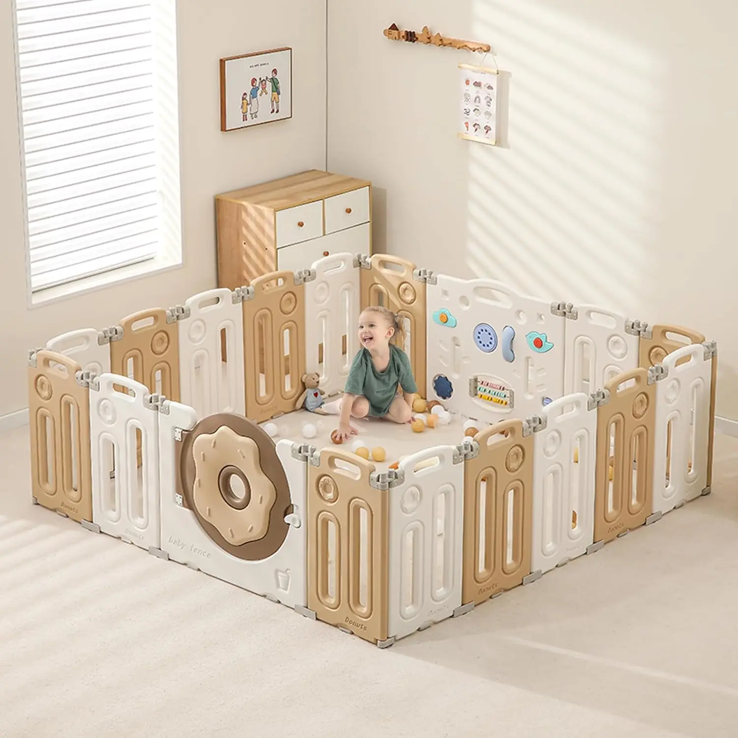 Parque infantil plegable para bebés y niños pequeños, patios de juego portátiles para niños con puerta de seguridad, 14/18/22 paneles