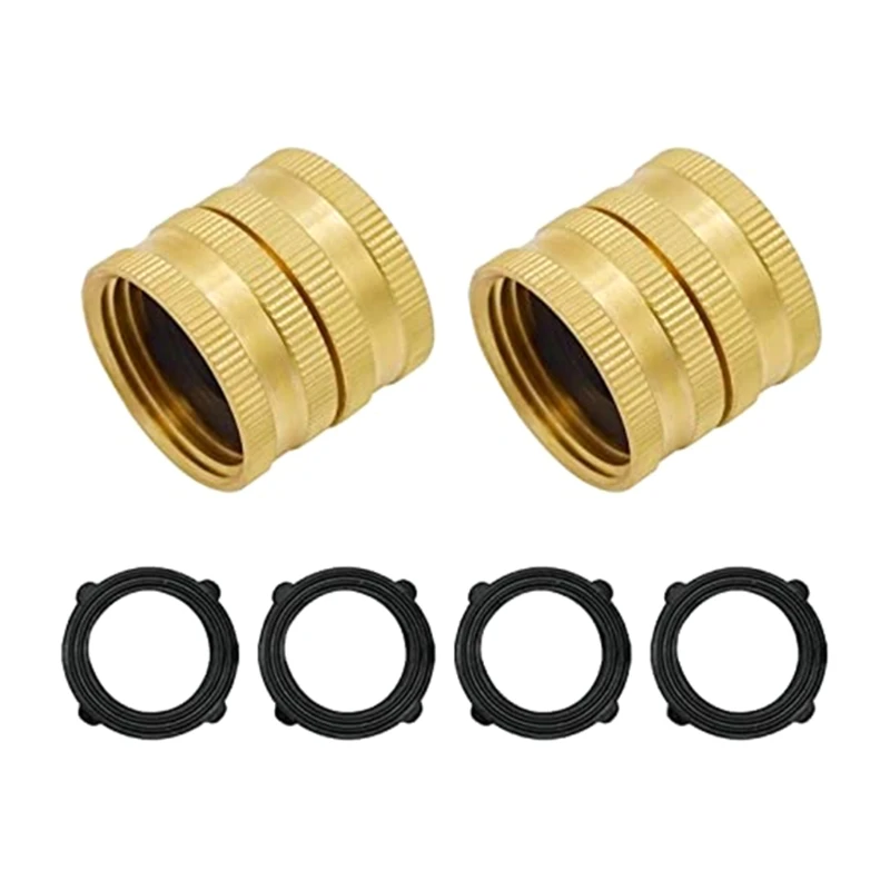 Heavy Duty Brass Repair Female to Female 3/4inch Two-way Female -to Female Connector 2 Pcs Garden Hose Connector