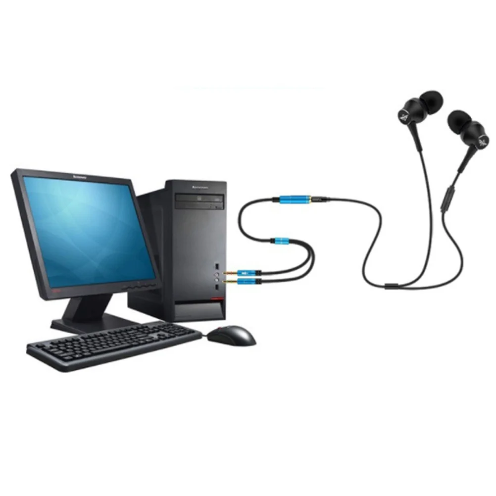 

1Pcs Female to 2 Male Audio Splitter Headset Adapter for Pc Laptop Mobilephone Stereo Cable Mic and Headphone Port Conversion