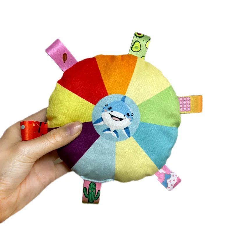 Funny Rainbow Dog Plush Flying Saucer Toys Outdoor Interactive Training Games Chew Toy Pets Flying Discs Toys with Bells