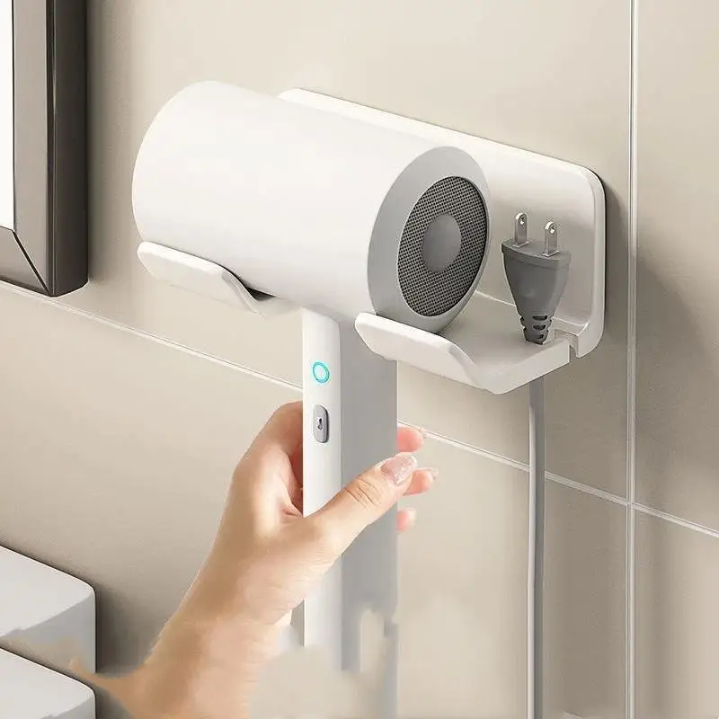 Hair Dryer Holder Non Perforated Space Saving Adhesive Storage Rack for Home Bathroom Travel Hotel Use - view 4