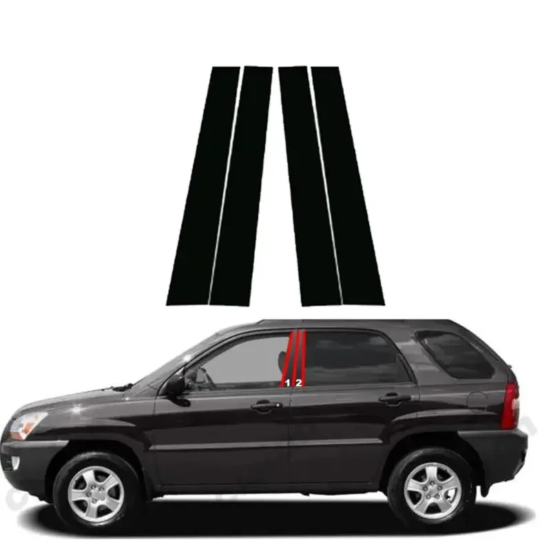 

Carbon Gloss Black Pillar Post Fit For KIA Sportage 2005-2010 Door Side Trim Window Drcoration Sticker AccessoriesCover
