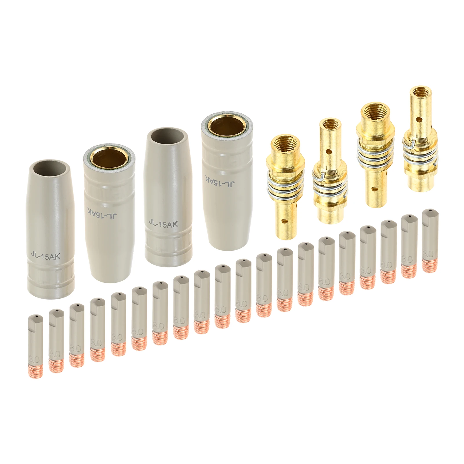 28pcs 15Ak Coating Protection Nozzle Non-Stick Welding Slag Airless Gas Contact Tip Holder Diffuser Torch Gas Nozzle Tip Holder