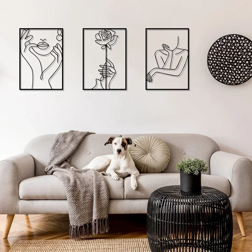 CIFBUY Deco Modern Metal Line Art Home Decor Simple Silhouette Female Body Abstract Line Home Livingroom Decor Metal Wall Hangin