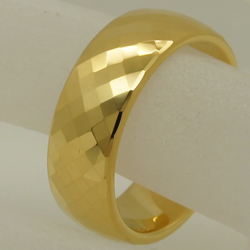 

8mm width forever classic multi facet champagne gold plating hi-tech tungsten ring