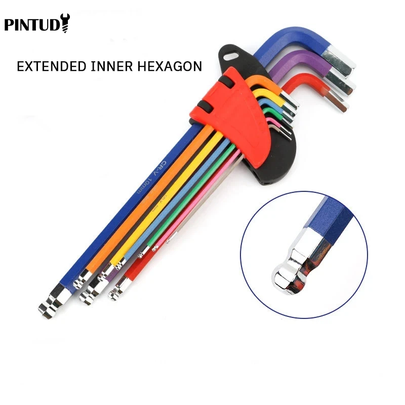 PINTUDY Inner Hexagonal Wrench Color Non Slip Anti Rust Durable Portable Hexagonal Wrench Set Hexagonal Ball Head Combination