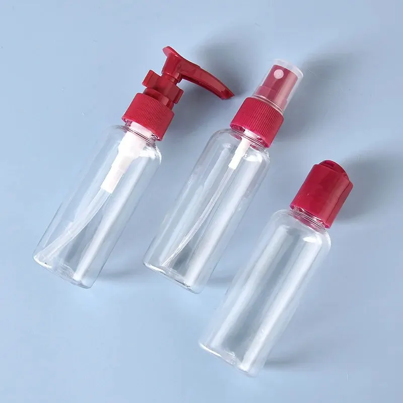 5pcs Pump Dispenser Vacuum Plastic Clear Lotion Cosmetics Empty Containers Spray Bottle Travel Essentials