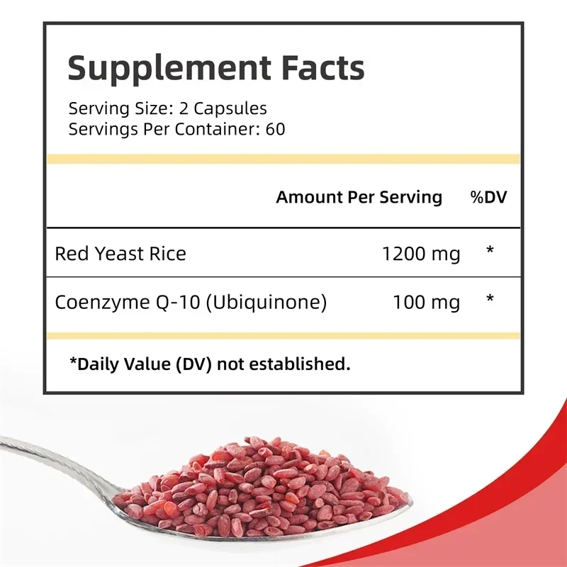 Red Yeast Rice and CoQ10 - Promotes Overall Heart, Energy and Brain Health, Antioxidant