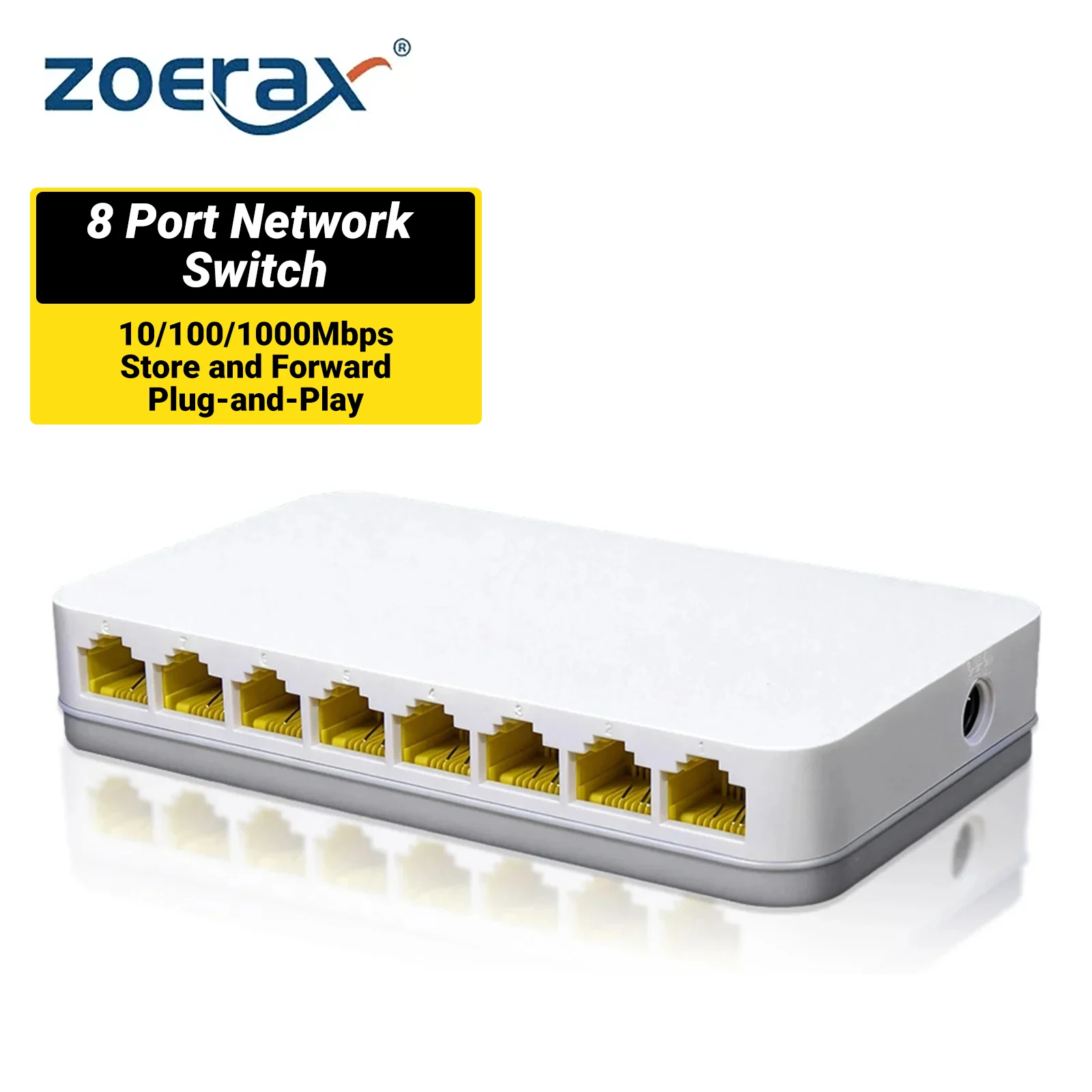 

ZoeRax 1000Mbps Network Switch 8 Port Gigabit Ethernet Splitter Plug and Play Unmanaged Hub for IP Camera AP Bridge