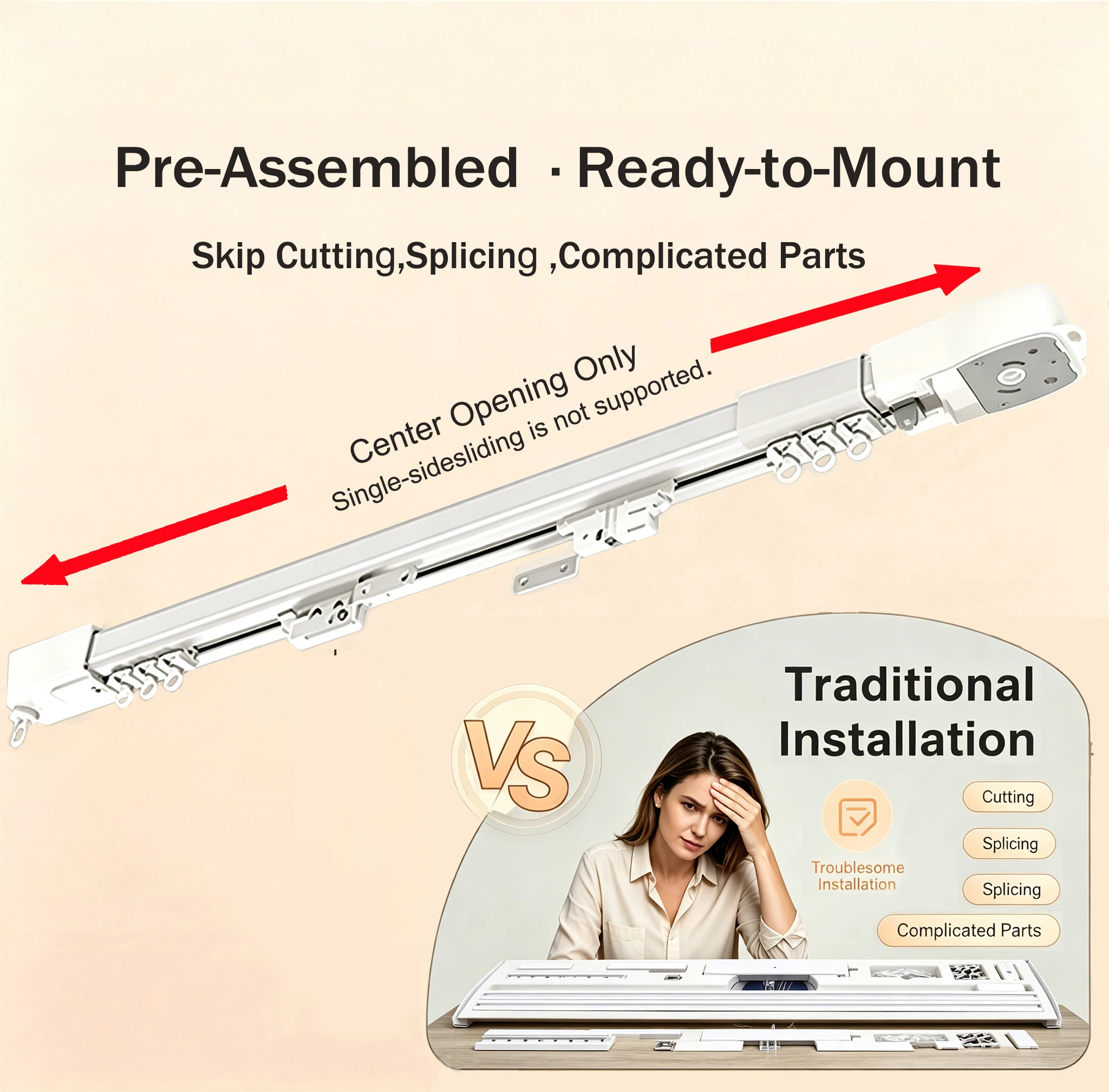 Extendable  Adjustable Size Electric Retractable Curtain Track Rail with Tuya WiFi Zigbee Motor Smartlife Home Assistant Alexa