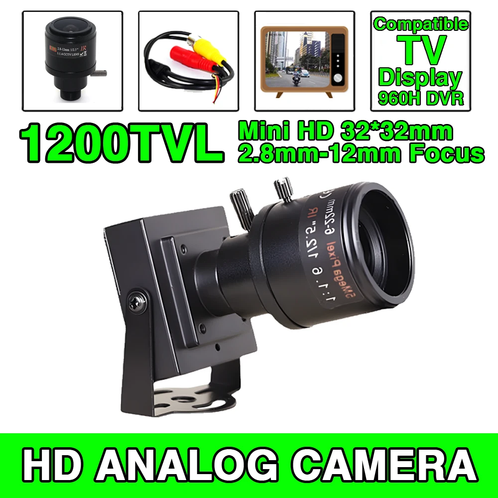 Analogique CCTV Caméra Zoom 2.8mm-12mm Mise Au Point Manuelle Compatible TV Super Petit 1200TVL HD Mini CVBS Métal Vidéo Pour La Maison De Voiture Dépasser