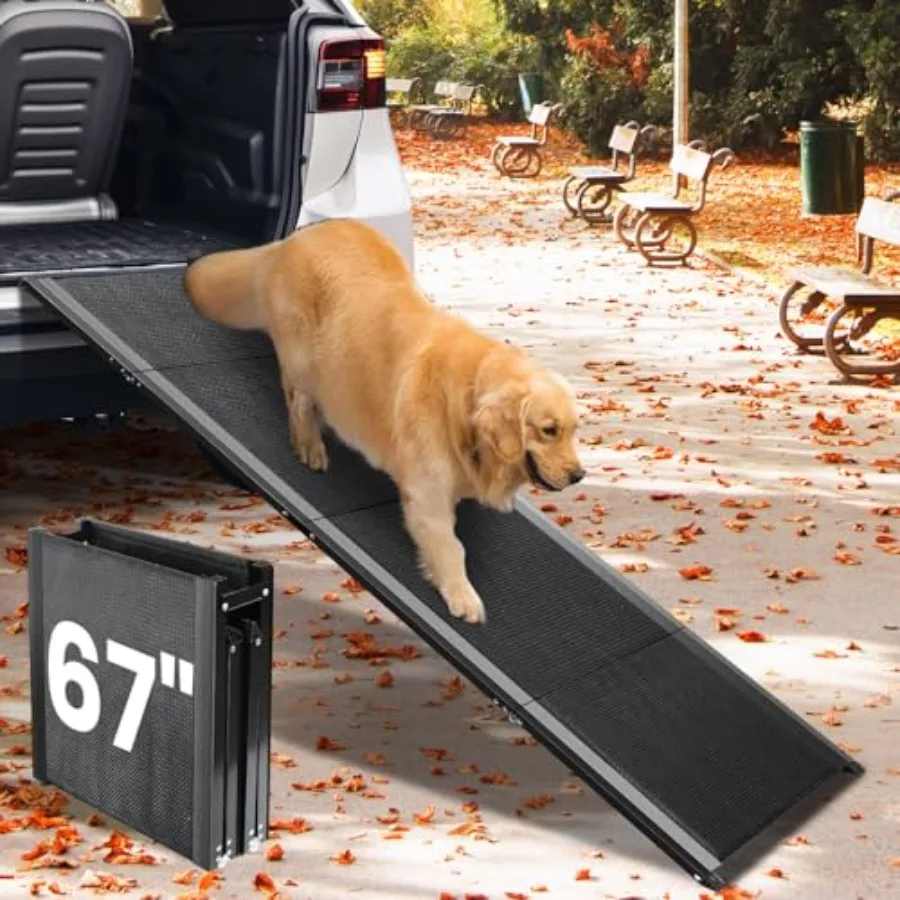 

Сверхдлинный складной пандус для собак 67''x17'' для автомобиля с нескользящей поверхностью, портативный пандус для крупных собак весом до 250 фунтов, для использования на улице