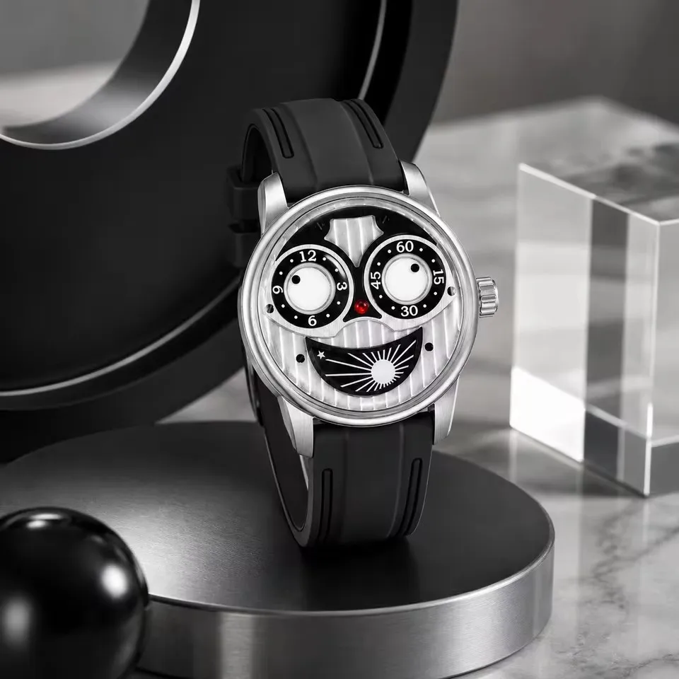 OBLVLO JM‑JOKER Men's Self‑winding Watch Designer Big Joker Dial Rubber Strap Creative Stylish Mechanical Wristwatch Male Gift