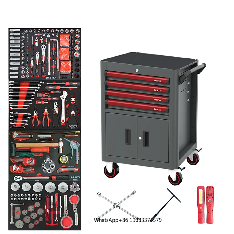 

248-Piece Steel Iron Tool Box Hand Tool Sets Powder Coated Roller Cabinet Trolley Workshop Garage Storage OEM Customization