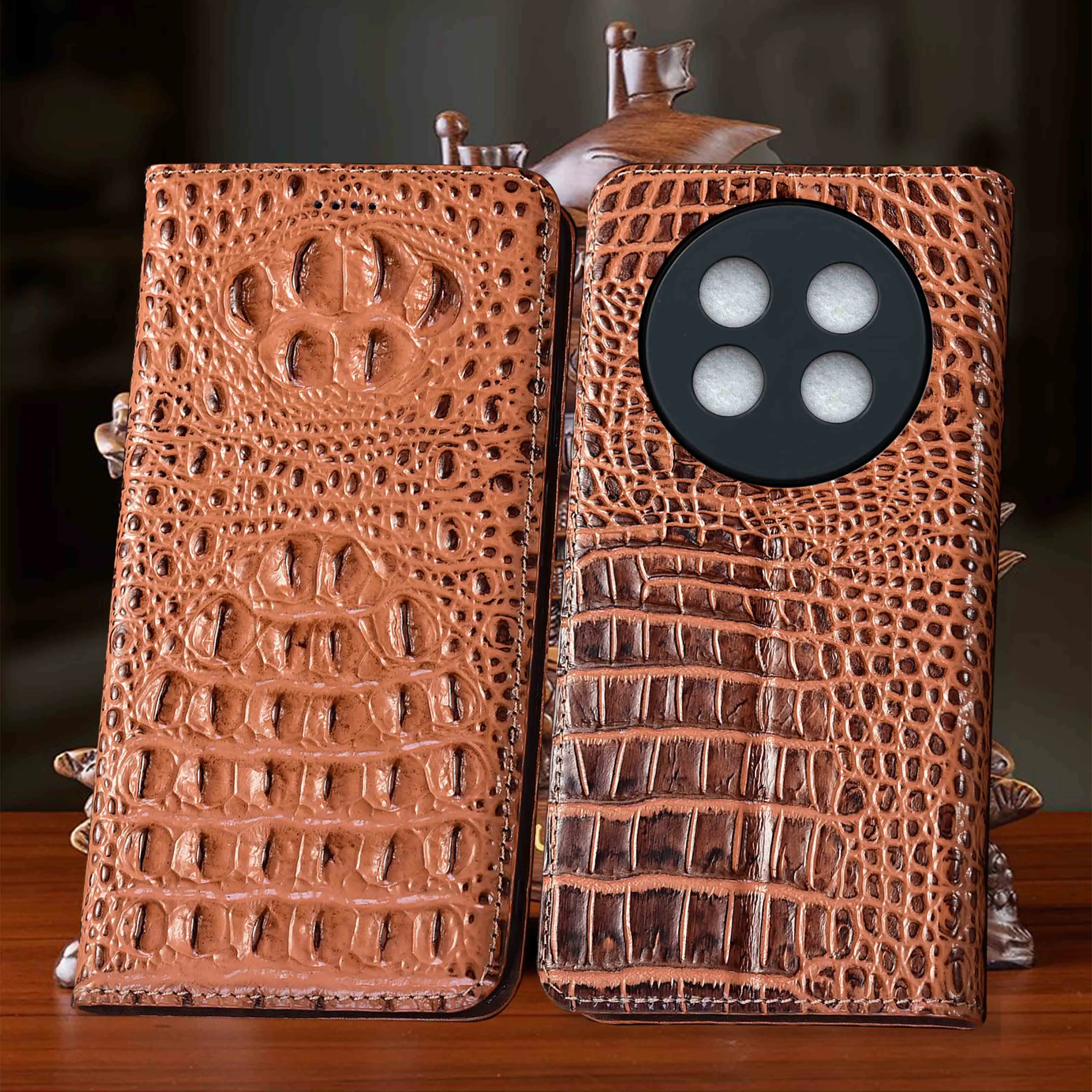 

For Huawei Nova 11 11i 12 12S 12i 13 13i 14 15 16 Pro Max Ultra SE Crocodile Claw Pattern Genuine Leather Flip Phone Cover Case