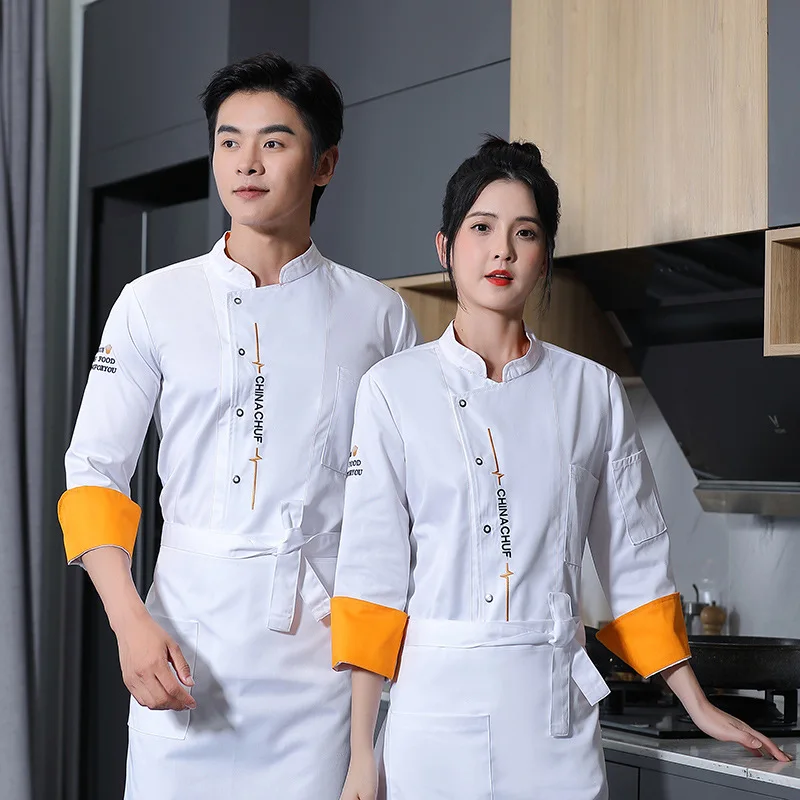 

Hotel Uniform Long Sleeve Autumn and Winter Clothes Restaurant Ding Room Chef Overalls Double Breasted Wholesale Kitchen Wo