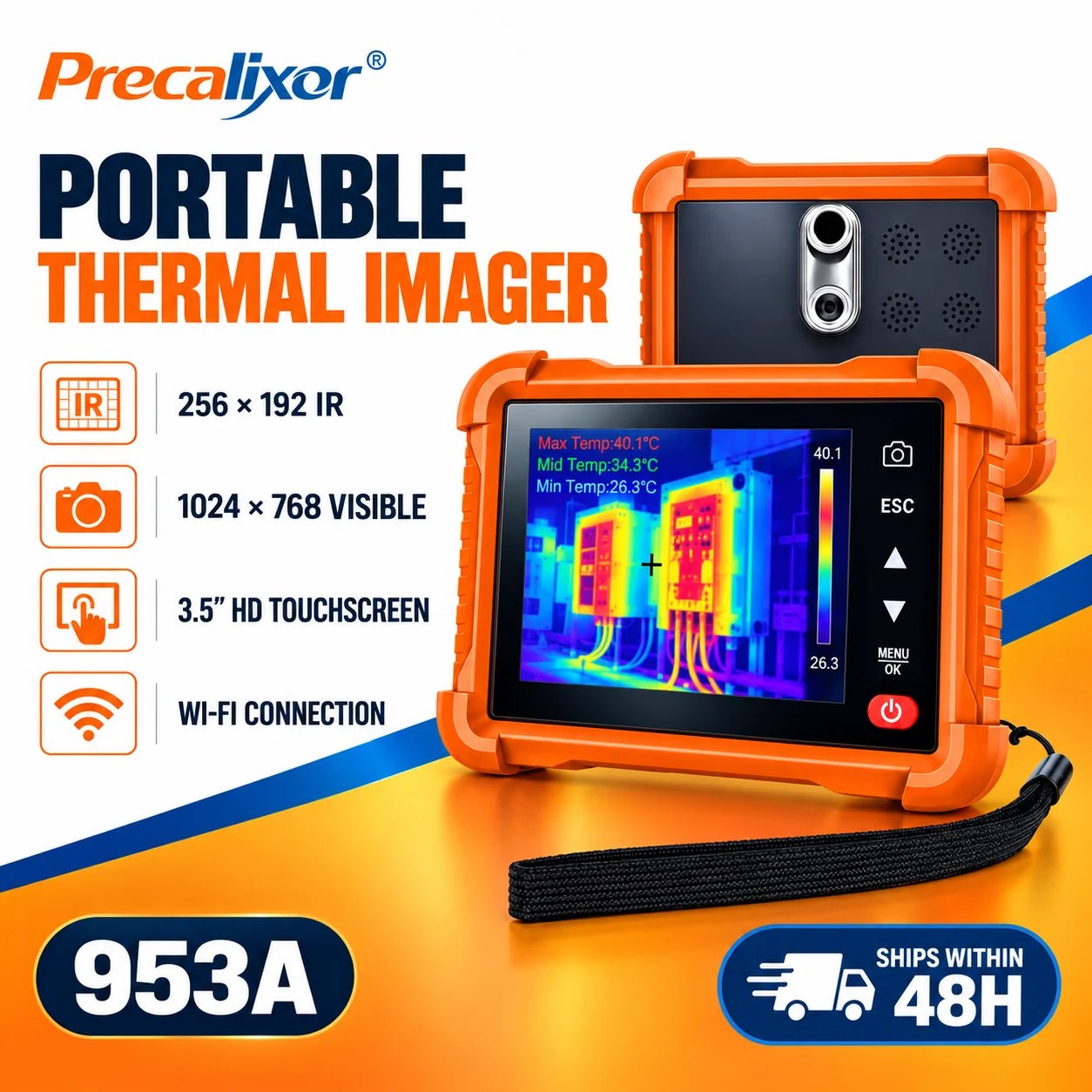 Mini Thermal Imaging Camera 256x192 IR 25Hz Visual Camera Infrared Imager -4°F to 1022°F for HVAC Electrical Inspection