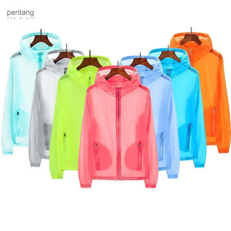 Unisex UV Sun Protection Jackets Coats Clothing Transparent Long Sleeve Hoodies Shirt Beachwear Sunscreen Cover