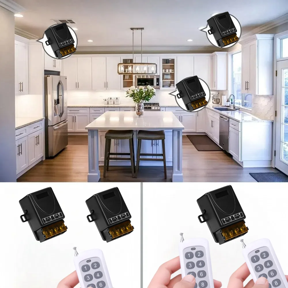 KEBIDU RF 433 МГц 110 В 220 В 230 В легкий пульт дистанционного управления беспроводной передатчик 30A релейный приемник для вентилятора водяного насоса