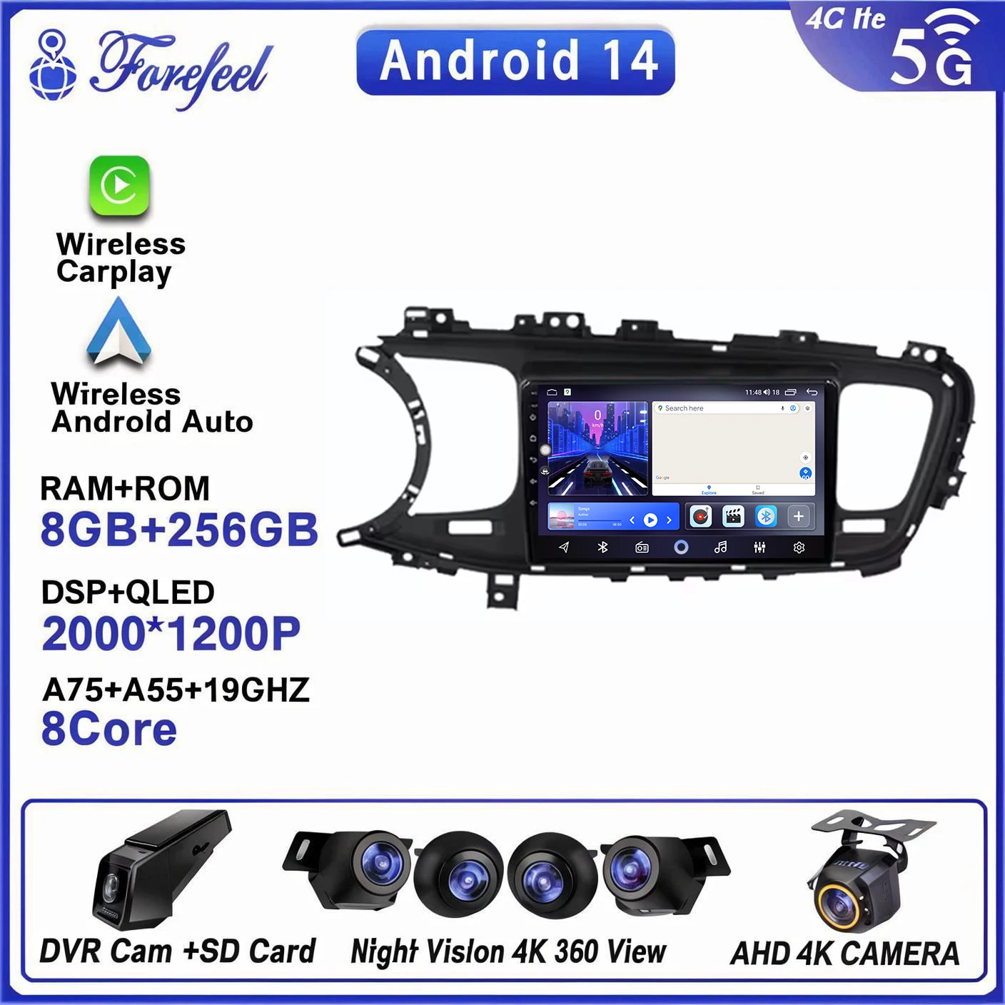 

Android 14 For Kia Optima 3 TF 2010 - 2015 Auto Radio Carplay Screen Stereo Multimedia Car Player GPS Navigation DVD NO 2DIN