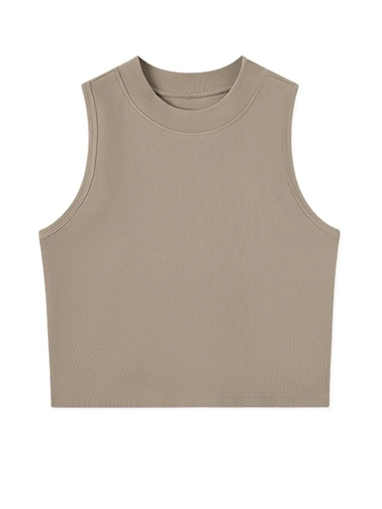 Women's Casual Versatile Camisole 2026 Summer Cotton O-Neck Sleeveless Vest Trendy Solid Color Tank Top Slim Fit Crop Top