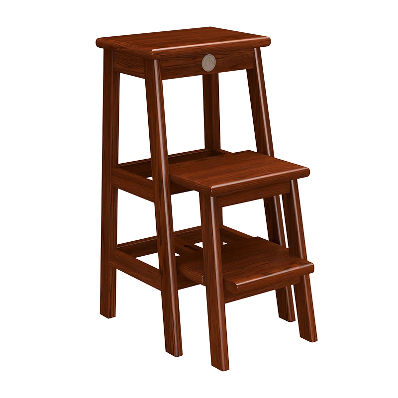 

wood folding ladder stool household ladder dual-purpose bar climbing fetch storage