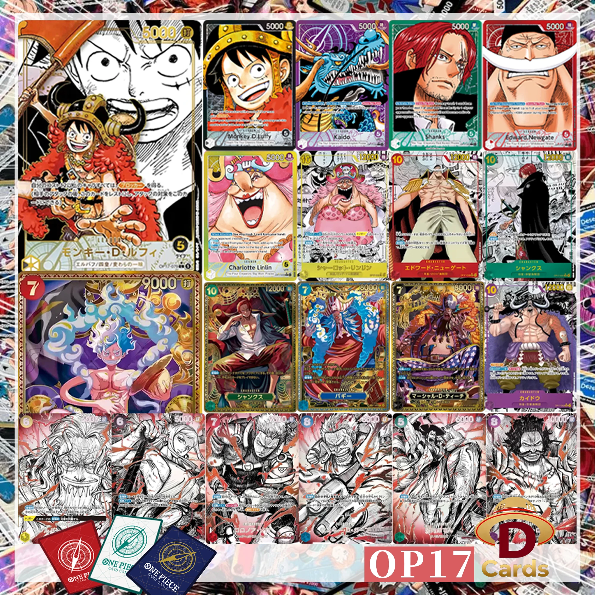 New One Piece Card OP17 The World’s Strongest Warriors Manga Gold SP Leader Card Hobby Collectible Replica Cards Holographic