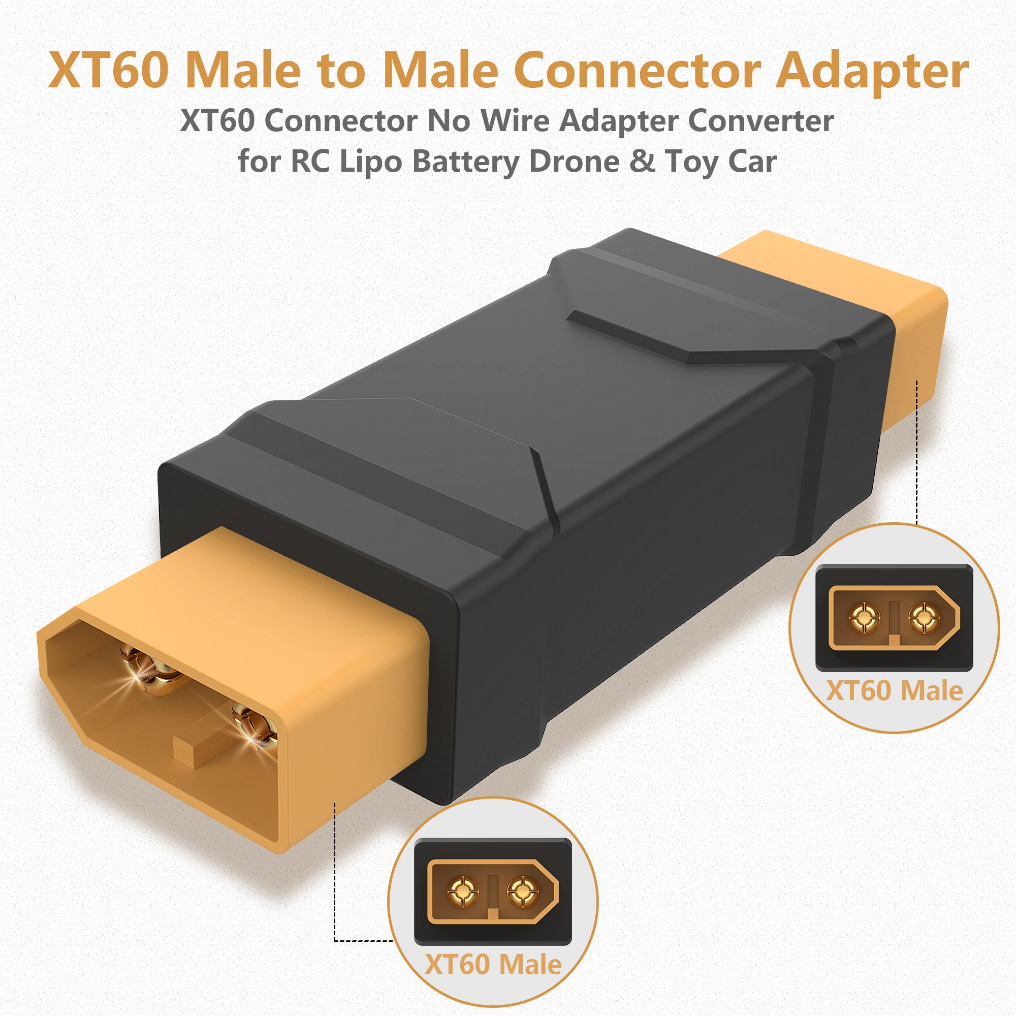 1/2/4 Pcs Adapter XT60 Male To XT60 Male Connector Conversion Adapter for RC Lipo Battery Drone & Toy Car Control Parts DIY