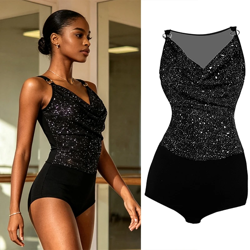 Traje de Baile Latino Sexy 2026 con Cuello en V, Body para Práctica de Samba y Chachachá, Vestido para Actuaciones de Adultos DN23803